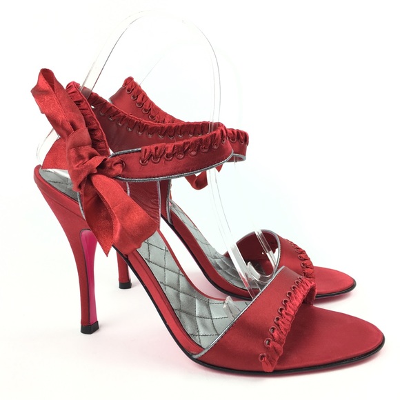 Betsey Johnson Shoes - Betsey Johnson Heels Sz 8 Red Satin Ribbon formal